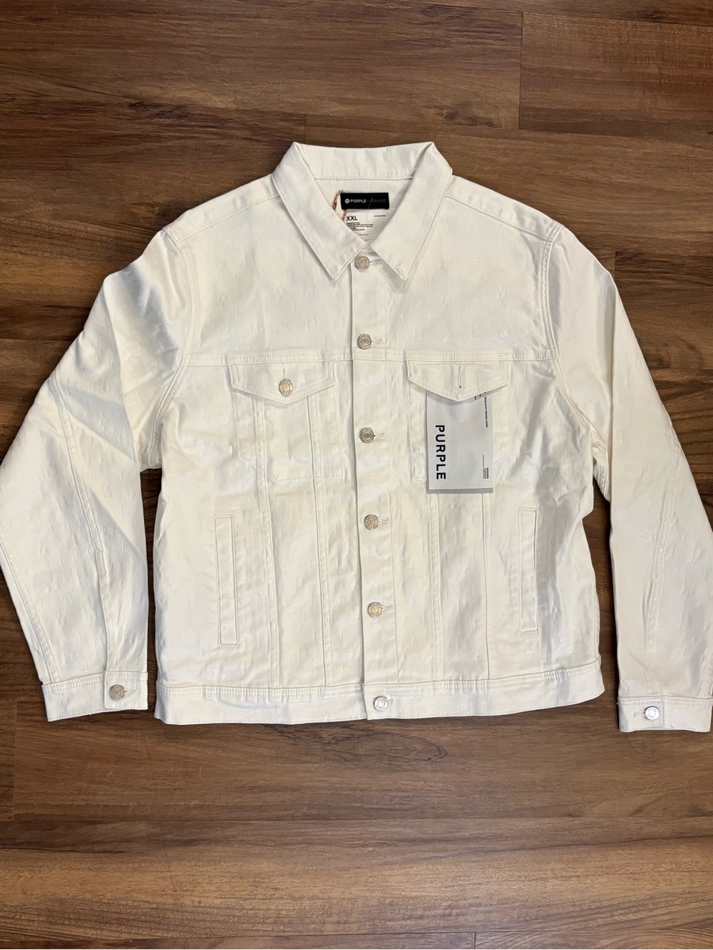 Purple Brand Men's White Film Denim Jacket - Classic Trucker Style